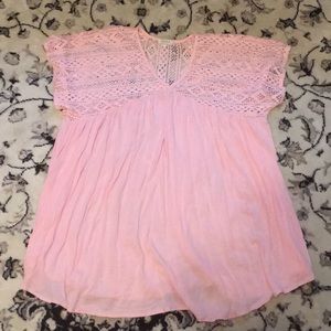 Plus Size Crocheted Sleeve Top